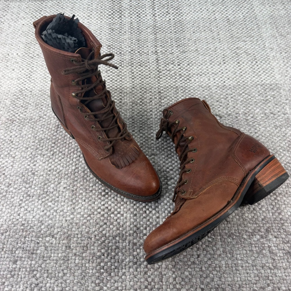 Santa Fe Boot Co Packer Boots Mens 10.5 D Brown Leather Kiltie Vibram USA Made
